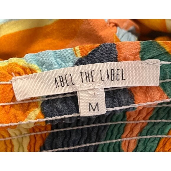 Abel The Label Tier Size Medium M Maxi Dress Abstract Square Neck Sleeveless GUC - Picture 7 of 10